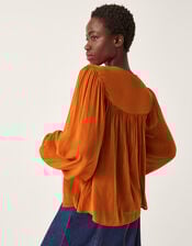 Jenna Embroidered Blouson Blouse, Copper (COPPER), large