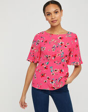 Maisy Floral Top in LENZING™ ECOVERO™, Pink (BLUSH), large