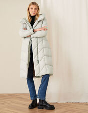Bettina Longline Padded Coat with Recycled Polyester, Brown (MUSHROOM), large