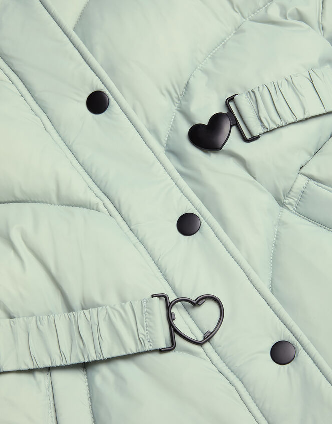 Belted Puffer Coat, Green (SAGE), large