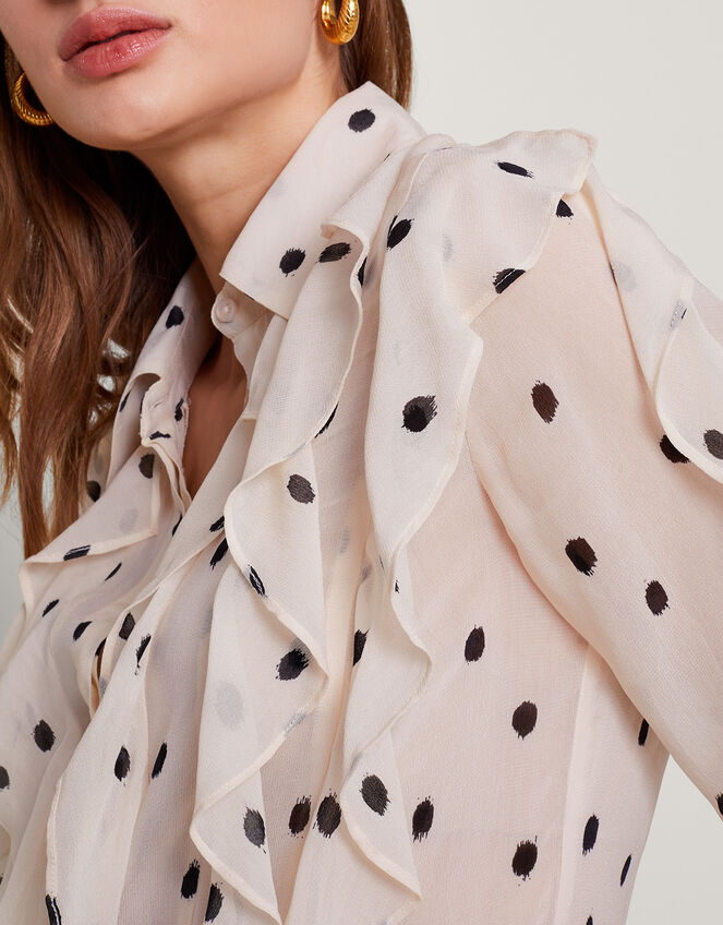 Irene Ruffle Spot Blouse, Ivory (IVORY), large