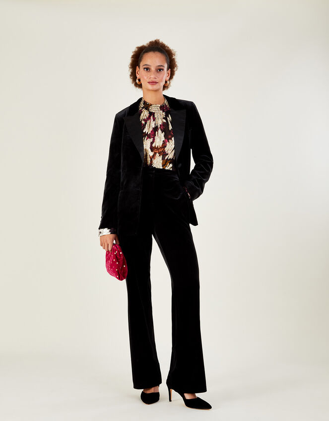 Jeanne Velvet Jacket with Recycled Polyester, Black (BLACK), large