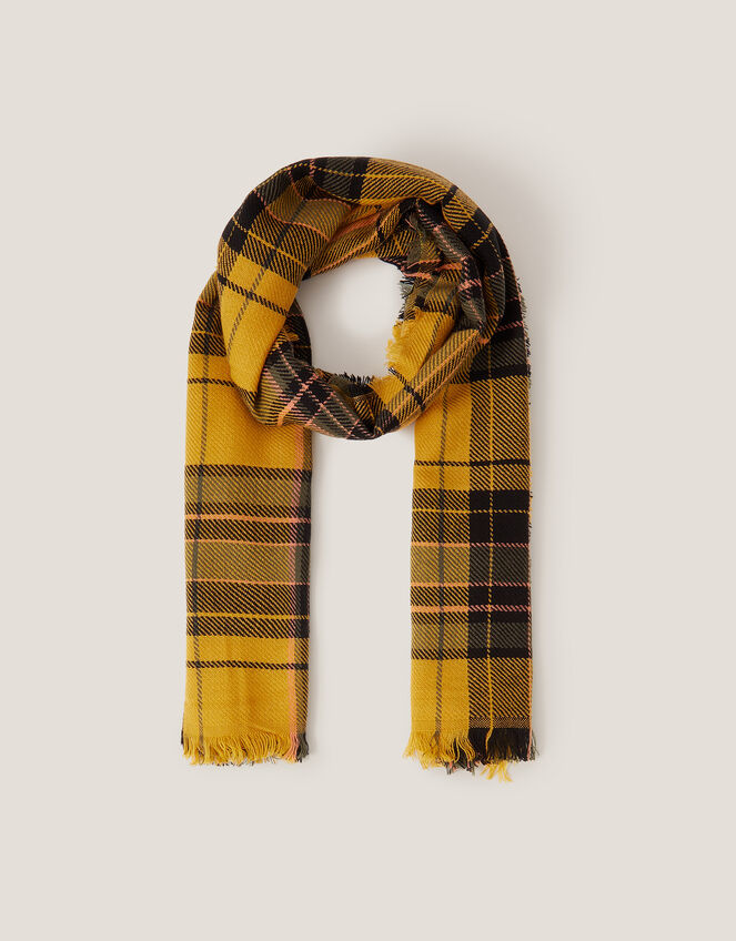 Sarah Check Scarf, Yellow (YELLOW), large