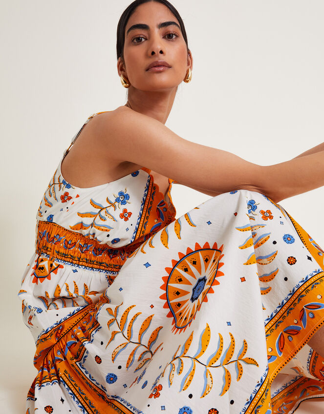 Anya Border Print Dress, Yellow (YELLOW), large