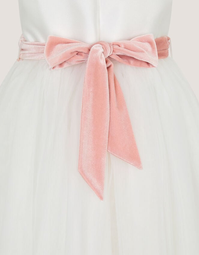 Velvet Bow Bridesmaid Dress, Ivory (IVORY), large