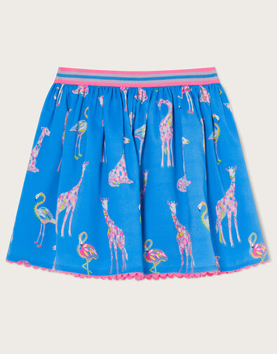 Giraffe and Flamingo Skirt WWF-UK Collaboration, Blue (BLUE), large