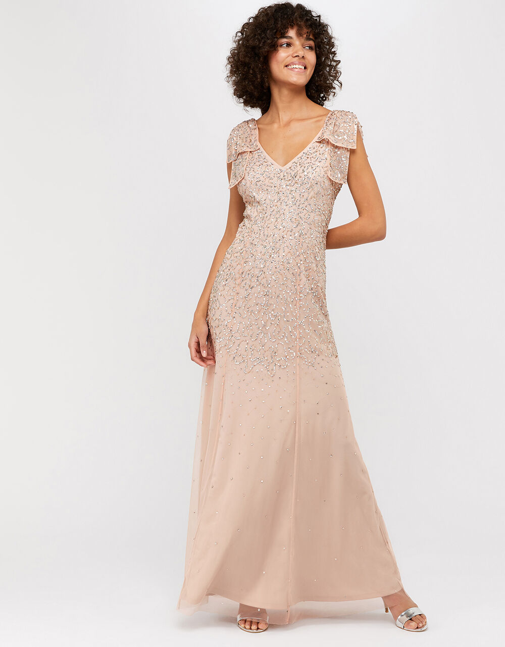 Women Dresses | Molly Scatter Embellished Maxi Dress Pink - QF03486