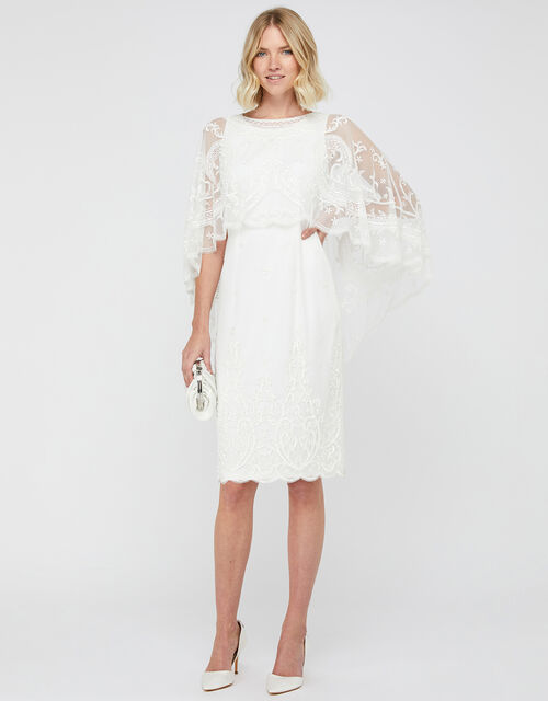 Dora Bridal Embellished Midi Dress Natural | Wedding ...