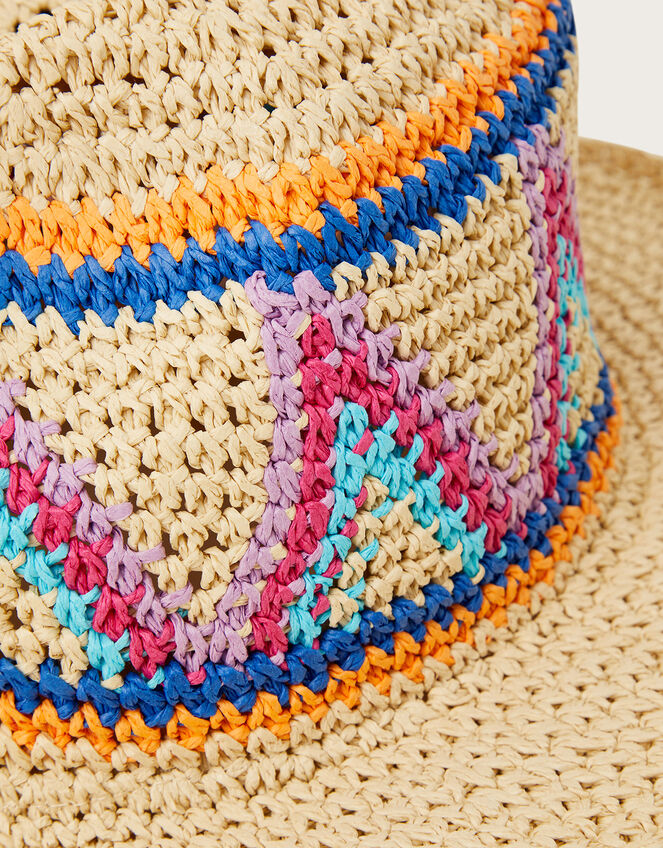 Macrame Detail Fedora Hat, , large