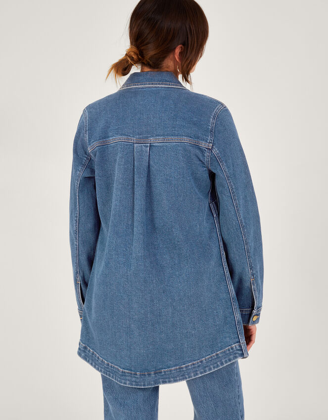 Mindy Longline Denim Jacket, Blue (DENIM BLUE), large
