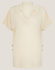 Cloe Knitted Collar Top, Yellow (YELLOW), large