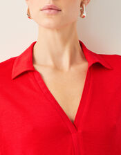 Cara Collar Jersey T-Shirt, Red (RED), large