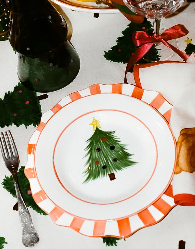 Anna + Nina Candy Cane Scallop Dinner Plate, , large