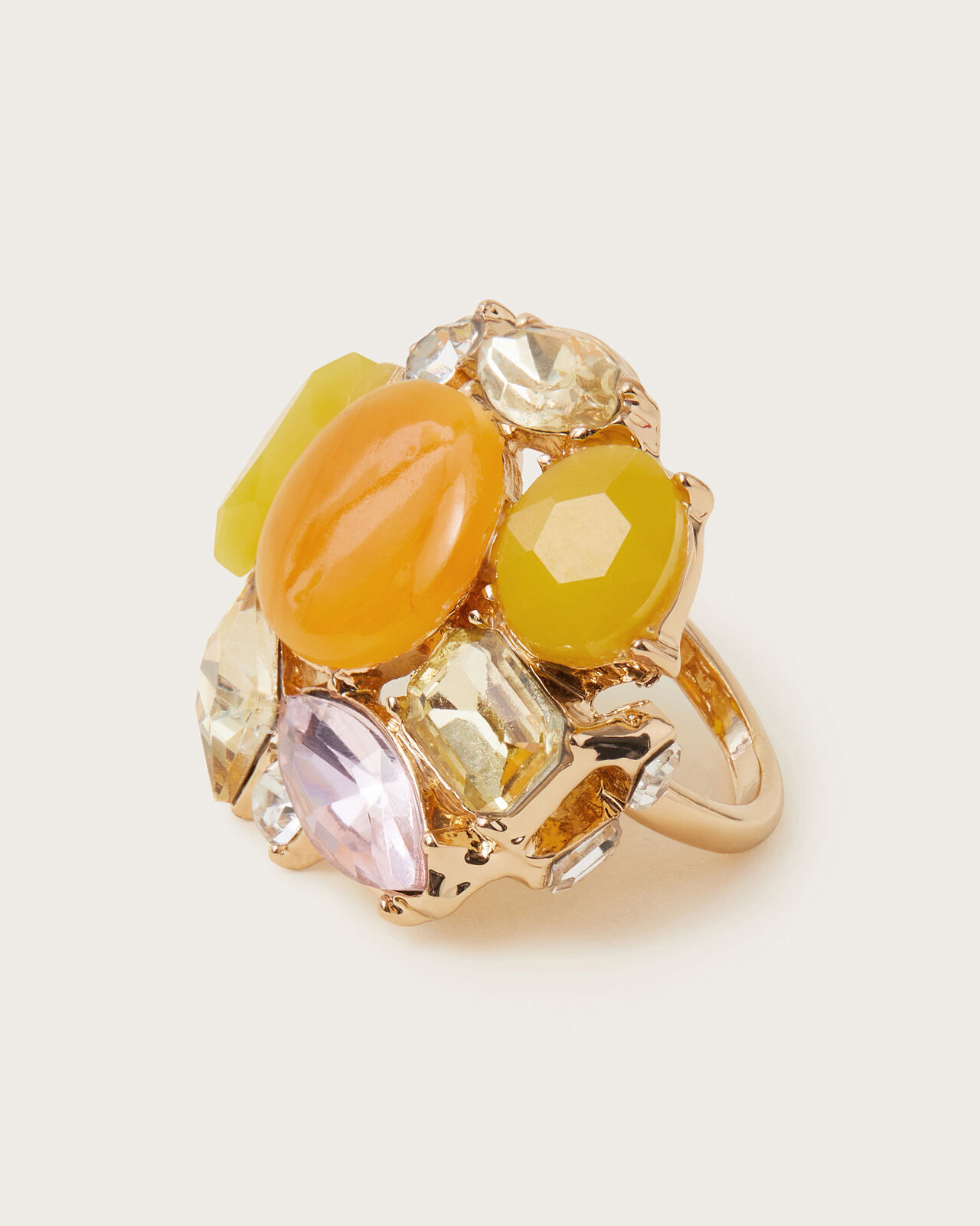 Yellow stone top cocktail ring