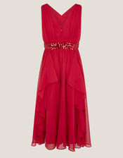 Clemmie Sequin Chiffon Prom Dress, Red (RED), large