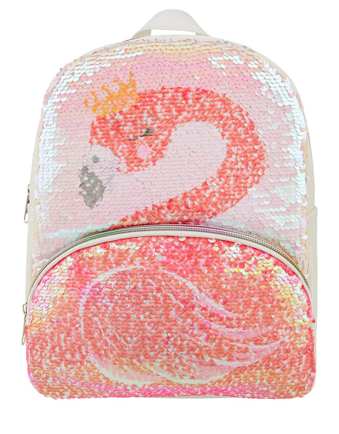 Reversible Flamingo and Swan Backpack, , large