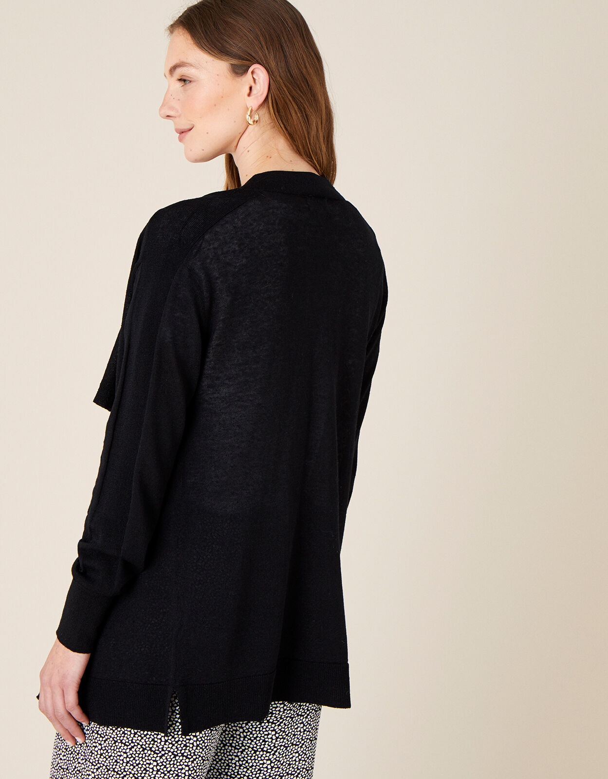 Waterfall Cardigan in Linen Blend Black