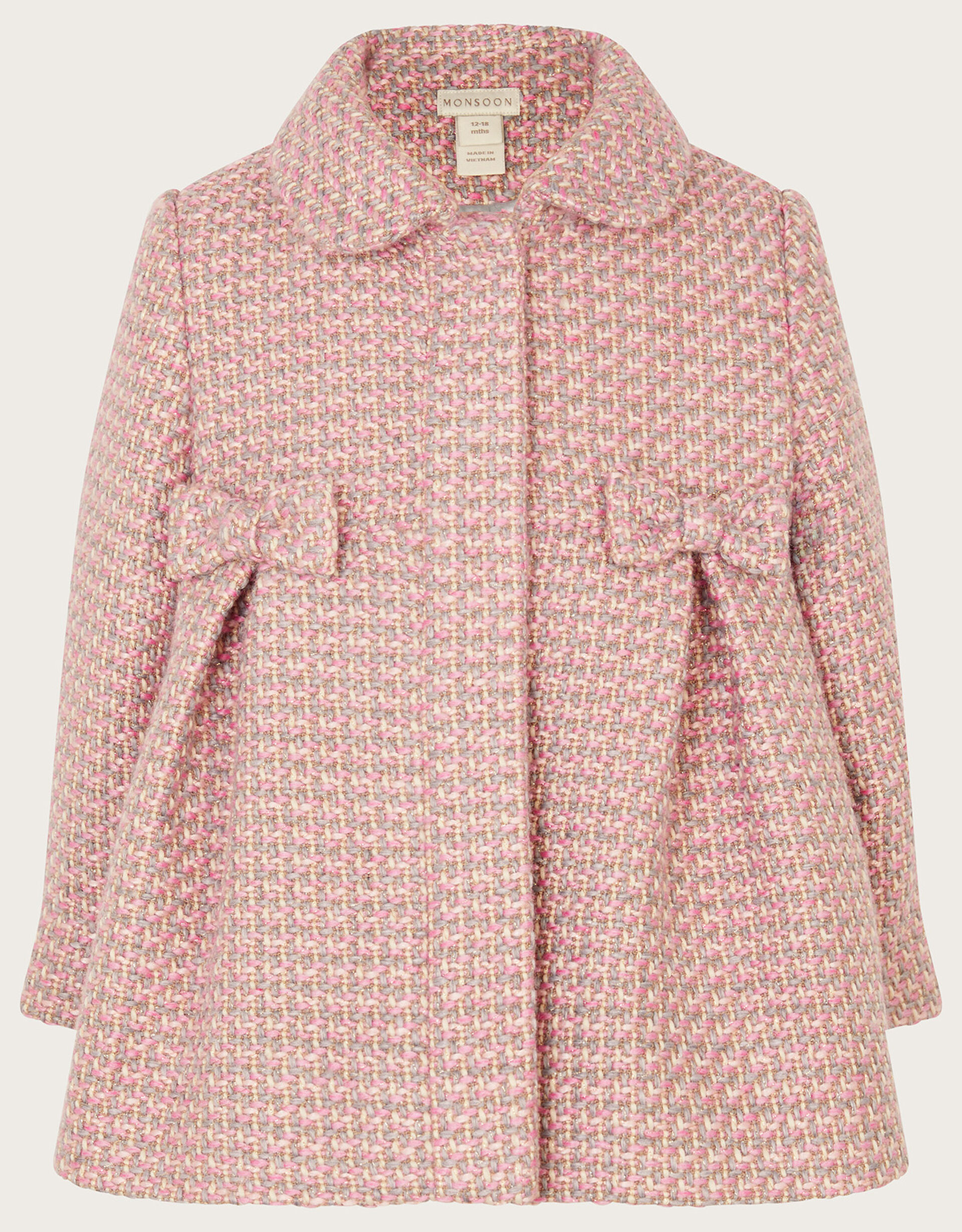 Fur Collar Slim Tweed Coat