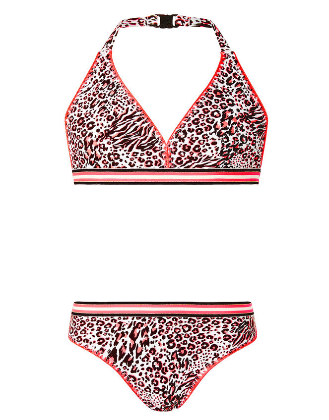 Animal Print Bikini Set, Orange (CORAL), large