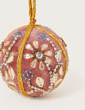 Velvet Embroidered Bauble , Pink (PINK), large