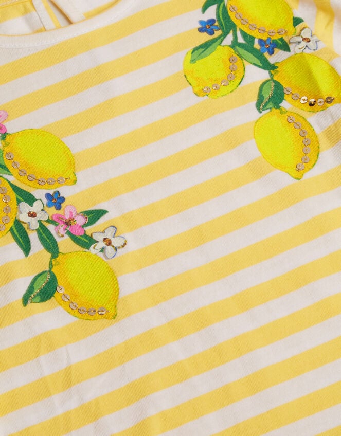 Sequin Lemon Stripe T-Shirt, Yellow (YELLOW), large
