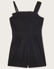 Bow Asymmetrical Playsuit, Black (BLACK), large