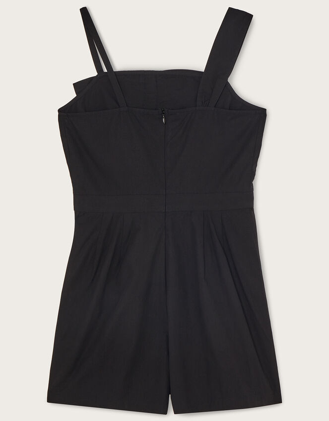 Bow Asymmetrical Playsuit, Black (BLACK), large