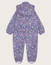 Baby Floral Print Waterproof Puddlesuit, Purple (PURPLE), large