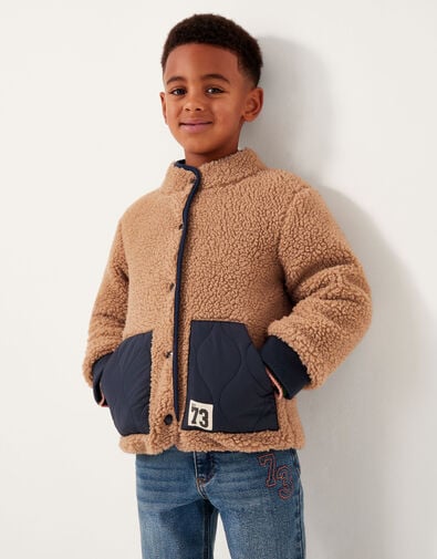 Reversible Faux Shearling Bomber Jacket, Blue (NAVY), large