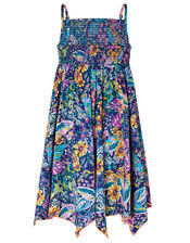 Isobelline Floral Dress in Recycled Polyester, Blue (NAVY), large