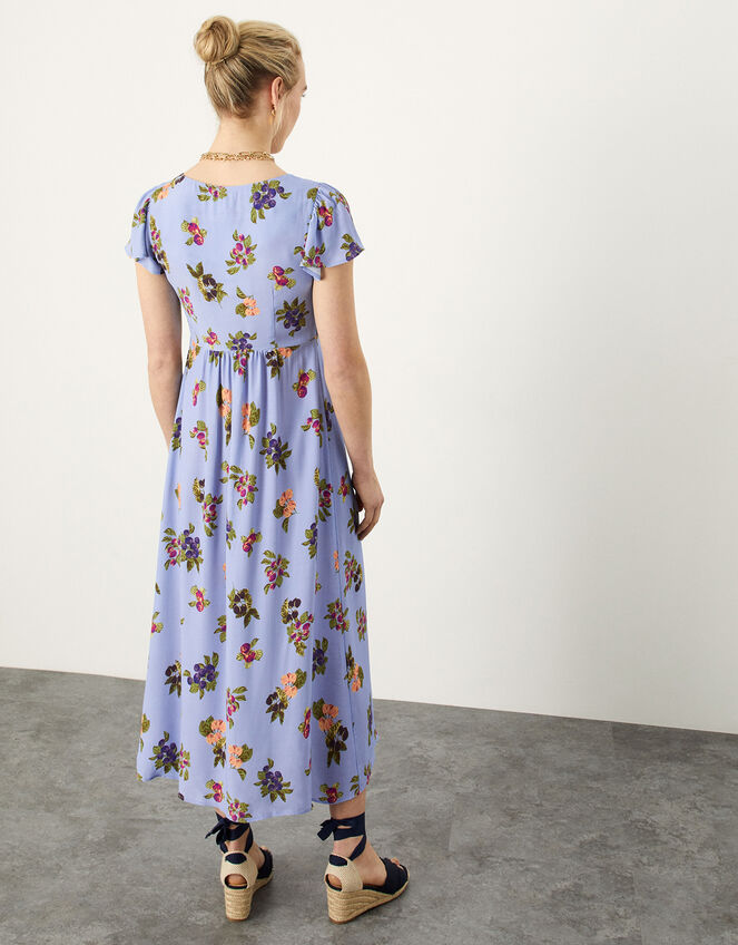 Ramita Fruit Print Dress in Sustainable Viscose, Blue (BLUE), large