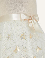 Thalia 3D Jacquard Petal Dress, Ivory (IVORY), large