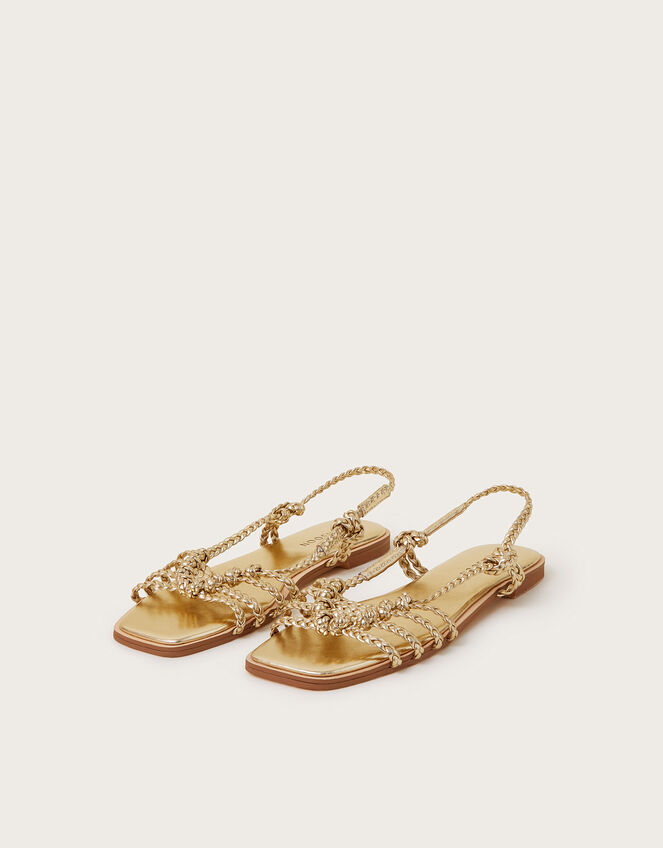 Haf Metallic Braided Sandals, Gold (GOLD), large