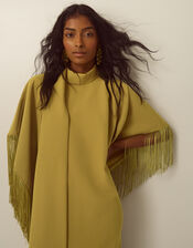 Novi High-Neck Fringe Mini Dress, Green (CHARTREUSE), large