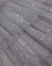 Foil Star Tulle Tiered Dress, Grey (GREY), large