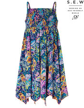 Isobelline Floral Dress in Recycled Polyester, Blue (NAVY), large
