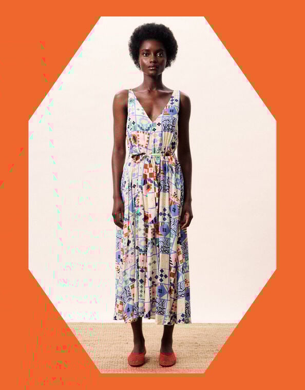 FRNCH Consordia Tile Print Midi Dress, Multi (MULTI), large