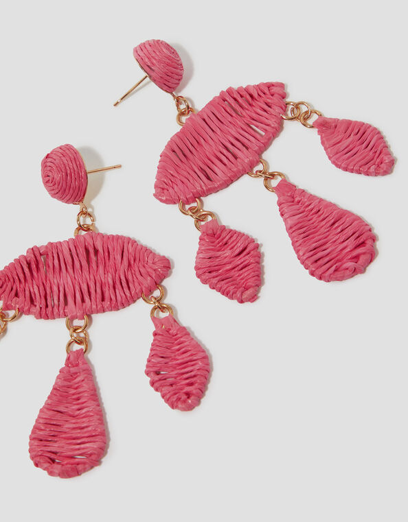 Woven Raffia Drop Earrings, , large