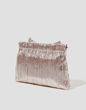 Mila Metallic Plisse Bow Bag, Pink (PINK), large