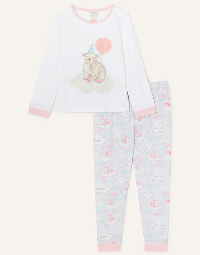 Winter Bear Jersey Pyjama Set Ivory, Ivory (IVORY), large