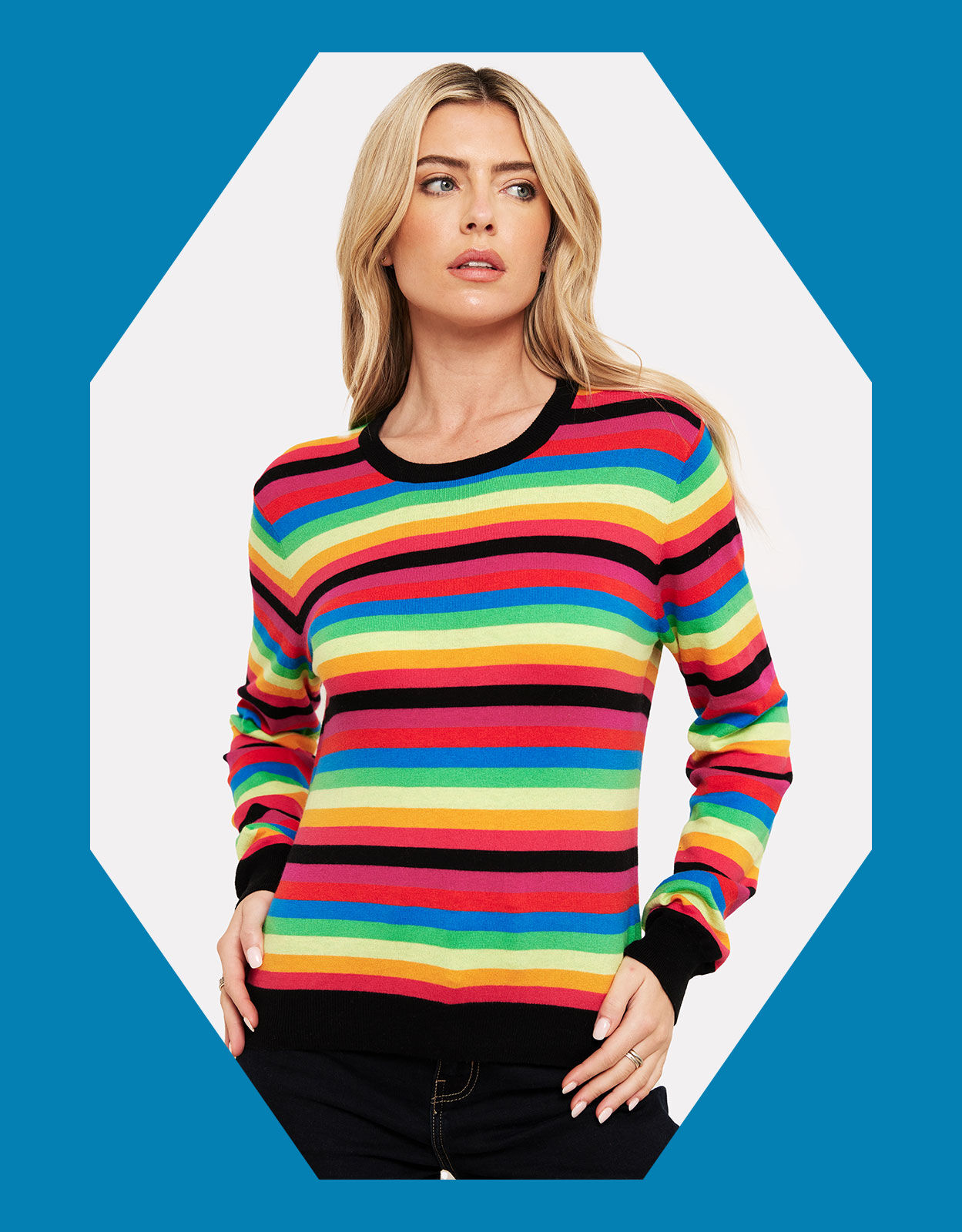 WISPR Rainbow Crew Neck Sweater Black