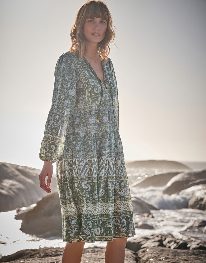 Dilli Grey Issy Print Midi Dress, Green (GREEN), large