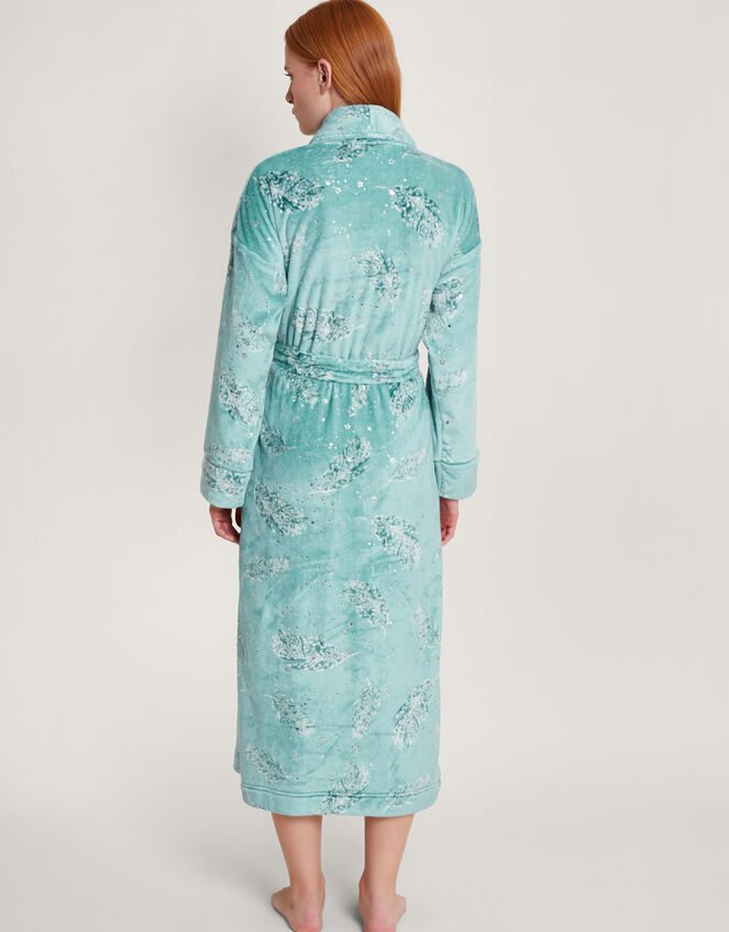 Feather Print Foil Dressing Gown, Teal (TEAL), large
