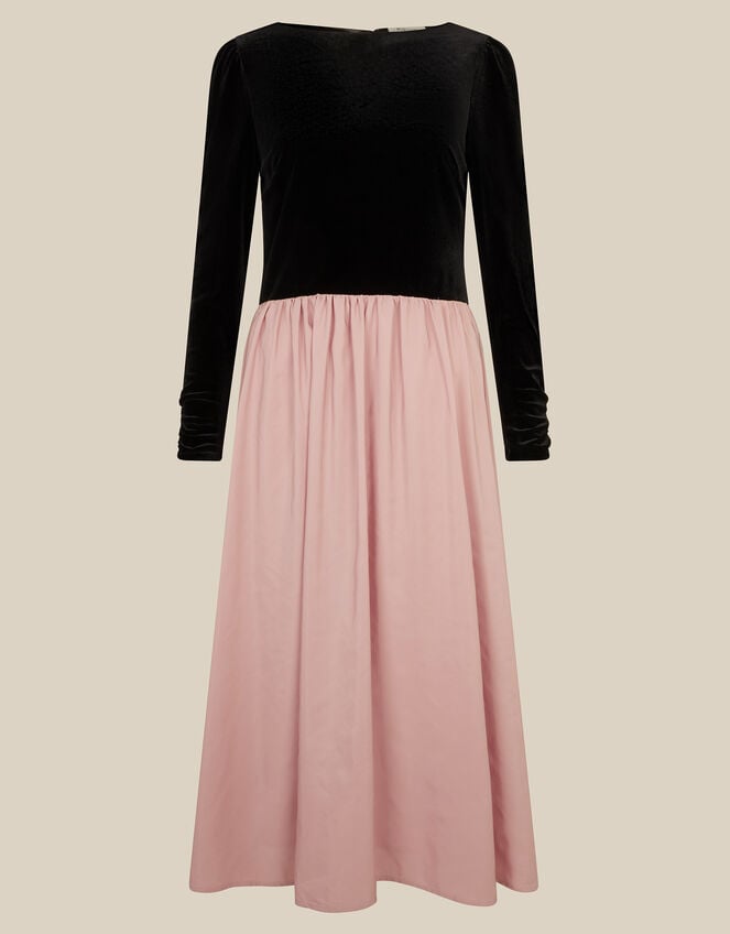 Taylor Two Tone Velvet Taffeta Midi Dress , Pink (PINK), large