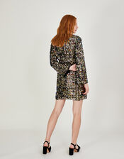 Krya Velvet Sequin Tunic Dress, Black (BLACK), large
