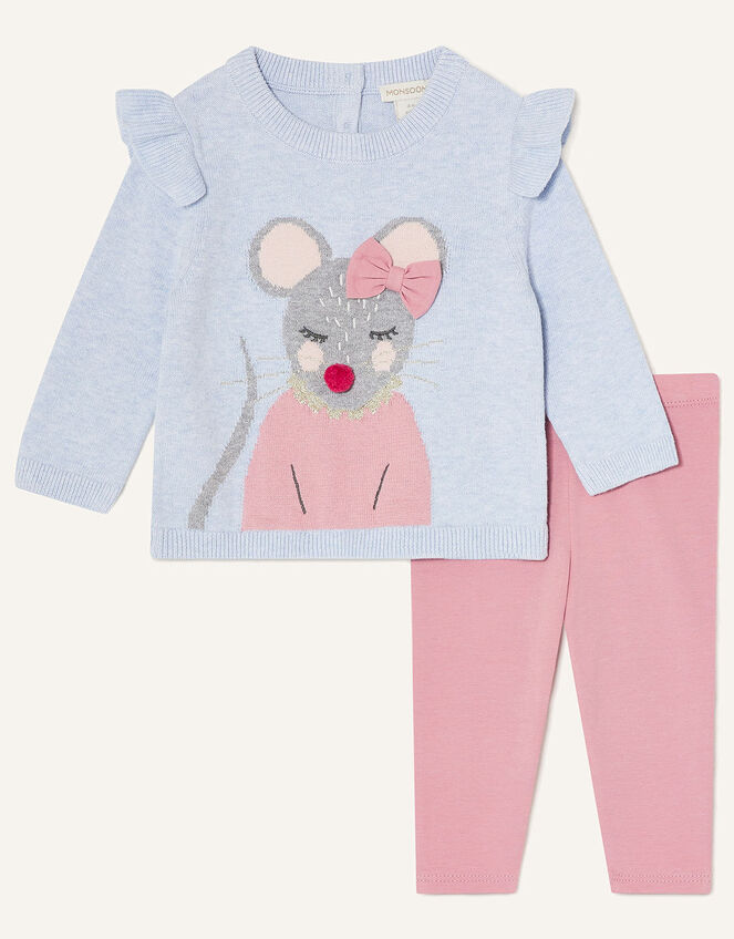 Baby Mouse Knit Top and Leggings, Blue (BLUE), large