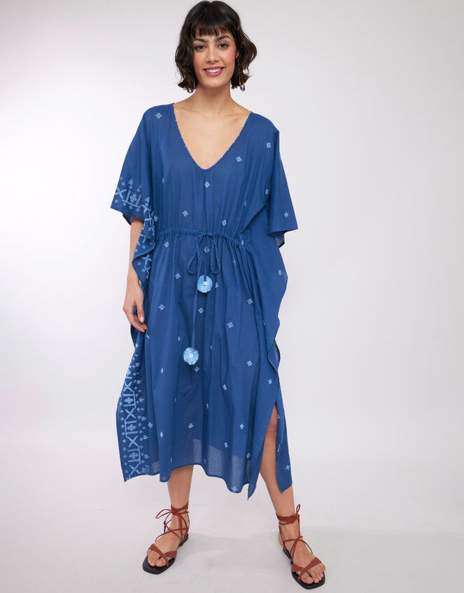 East Petra Embroidered Kaftan, Blue (BLUE), large