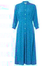 Floral Print Midi Dress, Blue (BLUE), large