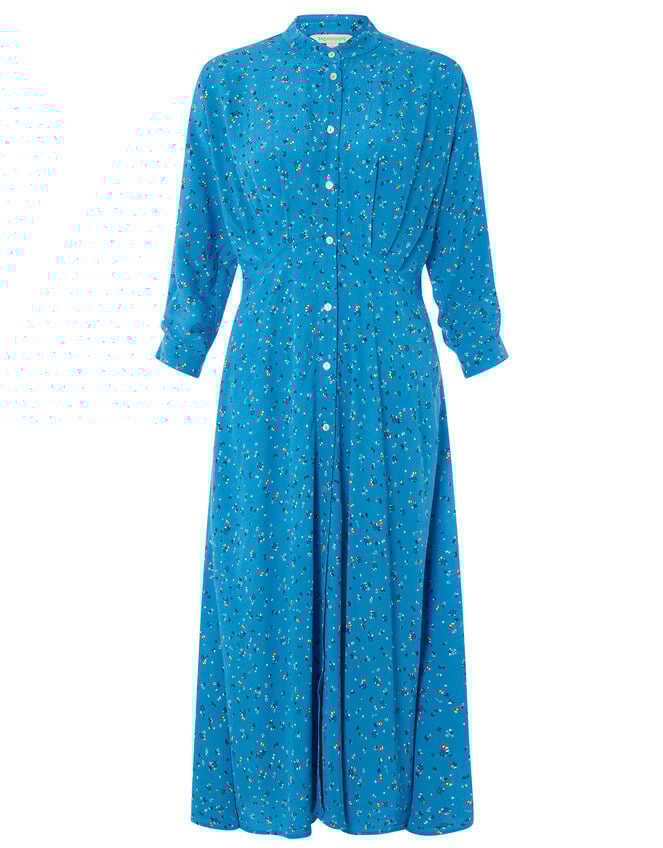 Floral Print Midi Dress, Blue (BLUE), large