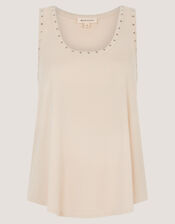 Sabia Stud Jersey Cami Top, Natural (NATURAL), large